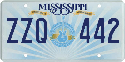 MS license plate ZZQ442