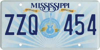 MS license plate ZZQ454