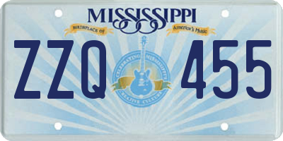 MS license plate ZZQ455
