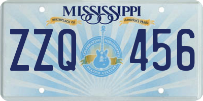 MS license plate ZZQ456