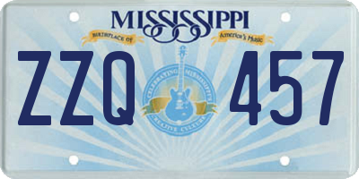 MS license plate ZZQ457