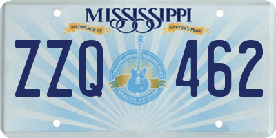 MS license plate ZZQ462