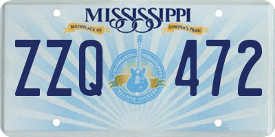 MS license plate ZZQ472