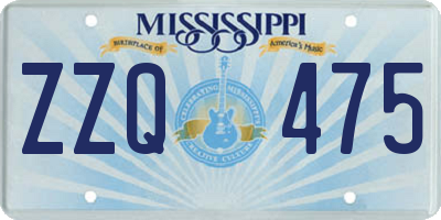 MS license plate ZZQ475
