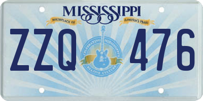 MS license plate ZZQ476