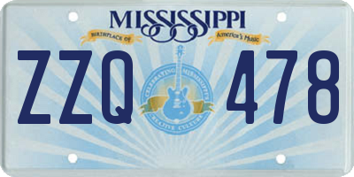 MS license plate ZZQ478