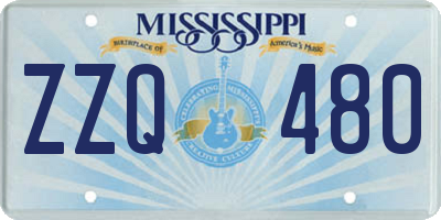 MS license plate ZZQ480