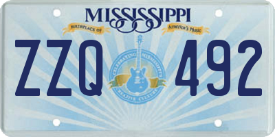 MS license plate ZZQ492