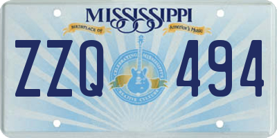 MS license plate ZZQ494