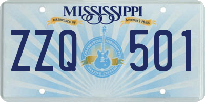 MS license plate ZZQ501