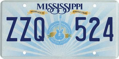 MS license plate ZZQ524