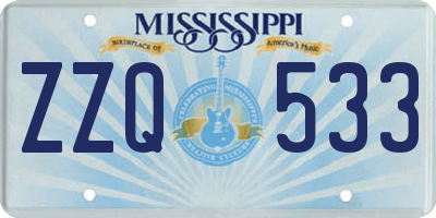 MS license plate ZZQ533