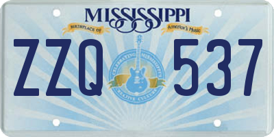 MS license plate ZZQ537