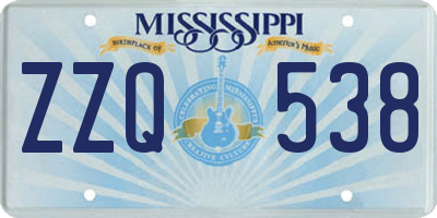 MS license plate ZZQ538