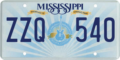 MS license plate ZZQ540