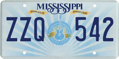 MS license plate ZZQ542