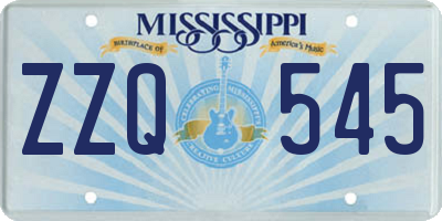 MS license plate ZZQ545