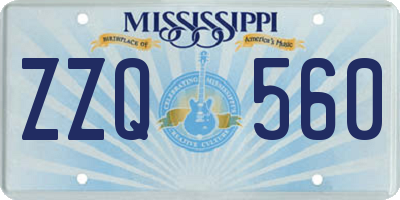MS license plate ZZQ560
