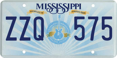 MS license plate ZZQ575