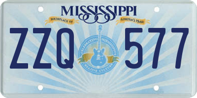 MS license plate ZZQ577