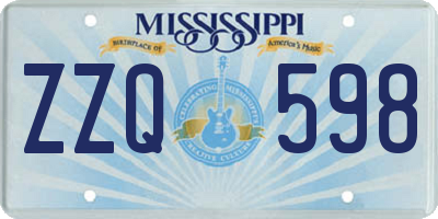 MS license plate ZZQ598