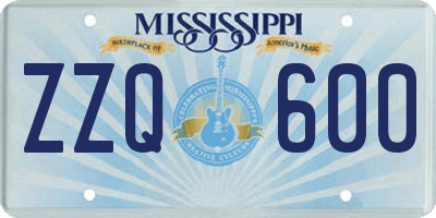 MS license plate ZZQ600