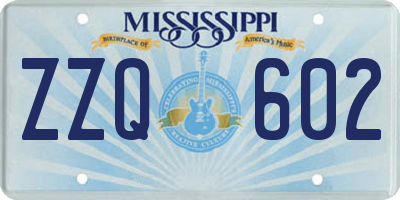 MS license plate ZZQ602