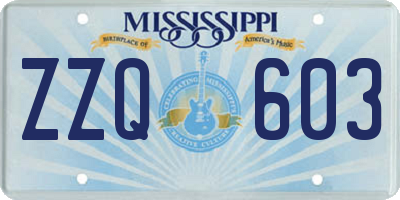 MS license plate ZZQ603