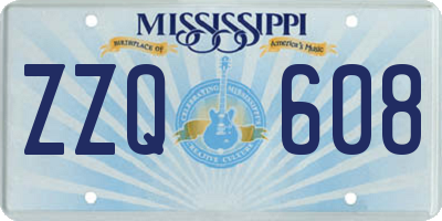 MS license plate ZZQ608