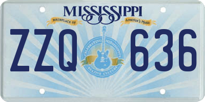 MS license plate ZZQ636