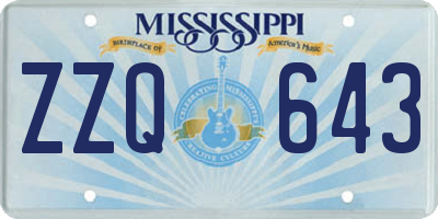 MS license plate ZZQ643
