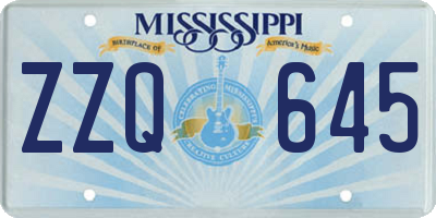 MS license plate ZZQ645