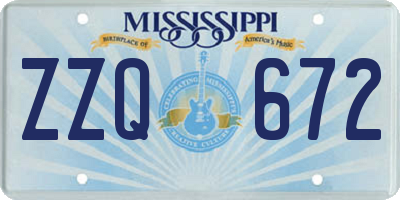 MS license plate ZZQ672