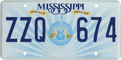 MS license plate ZZQ674