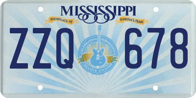MS license plate ZZQ678