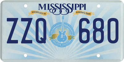 MS license plate ZZQ680