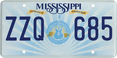MS license plate ZZQ685