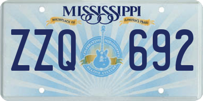 MS license plate ZZQ692
