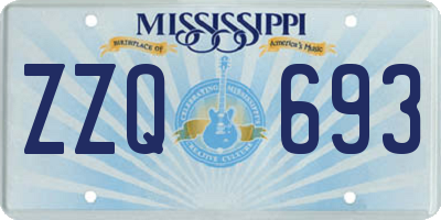 MS license plate ZZQ693
