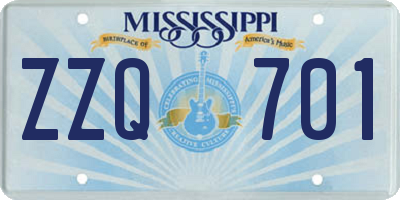 MS license plate ZZQ701