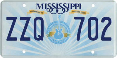 MS license plate ZZQ702