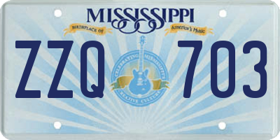 MS license plate ZZQ703
