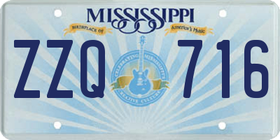 MS license plate ZZQ716