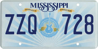 MS license plate ZZQ728