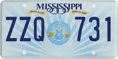 MS license plate ZZQ731