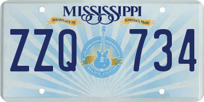 MS license plate ZZQ734