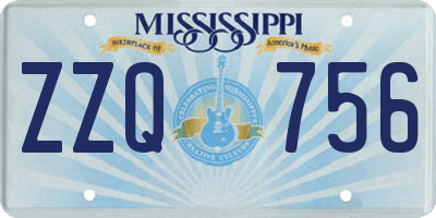 MS license plate ZZQ756