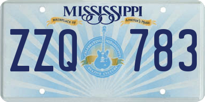 MS license plate ZZQ783