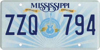 MS license plate ZZQ794