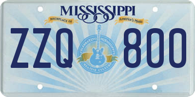 MS license plate ZZQ800